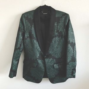 Trina Turk Black & Green Floral Blazer